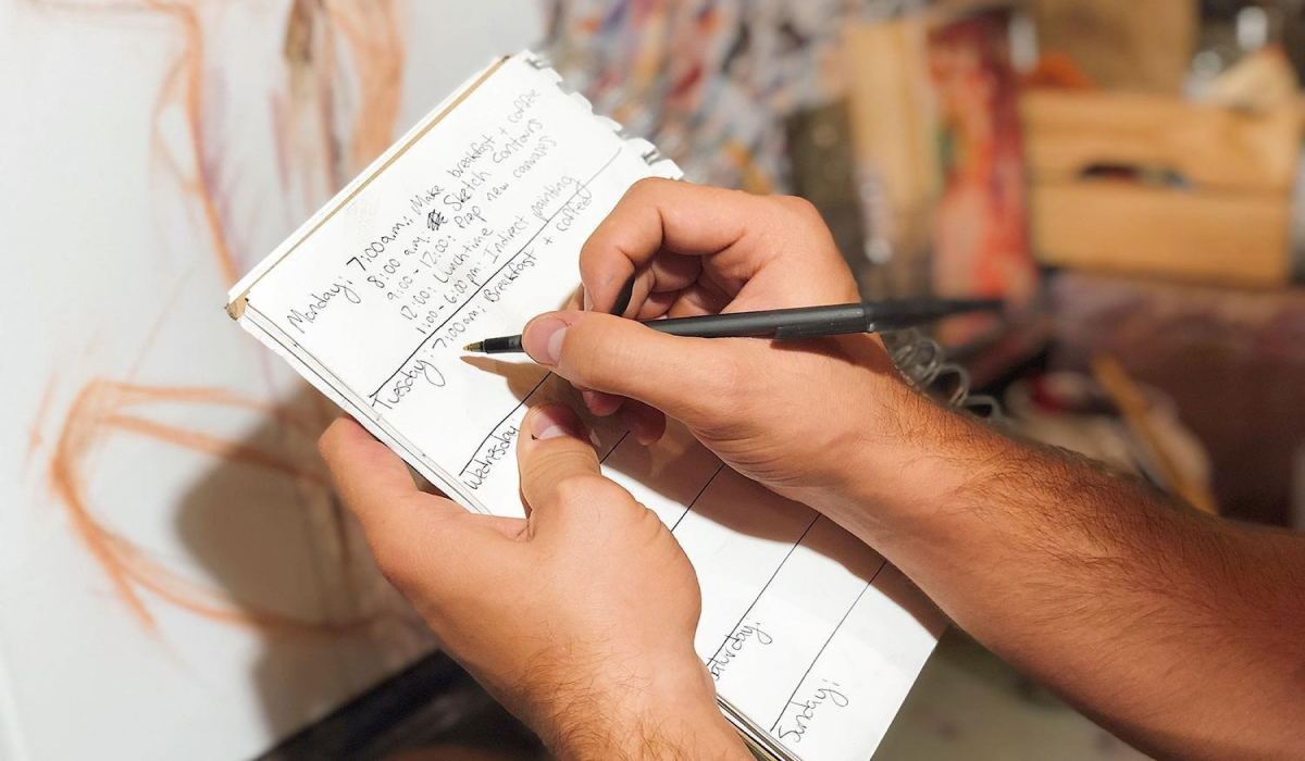 Hand writing in planner